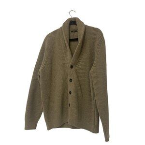 Massimo Dutti Mens Cardigan Sweater Large Mink Wool Blend Brown 0995/322 NWOT